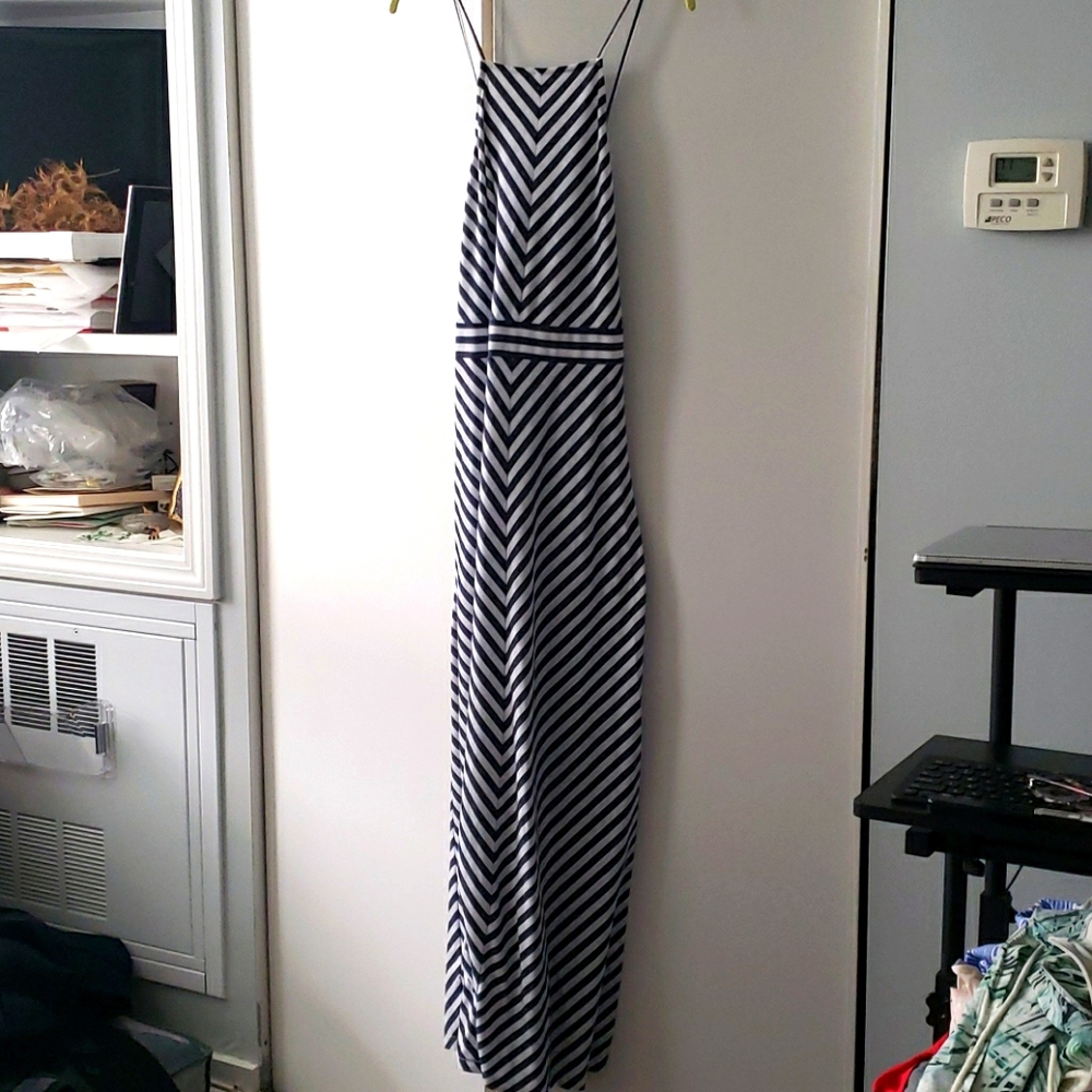 Loft navy white maxi dress Large